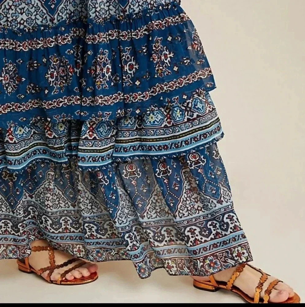 Nwt Anthropologie Sasha ruffle maxi dress.Size M - Picture 4 of 5